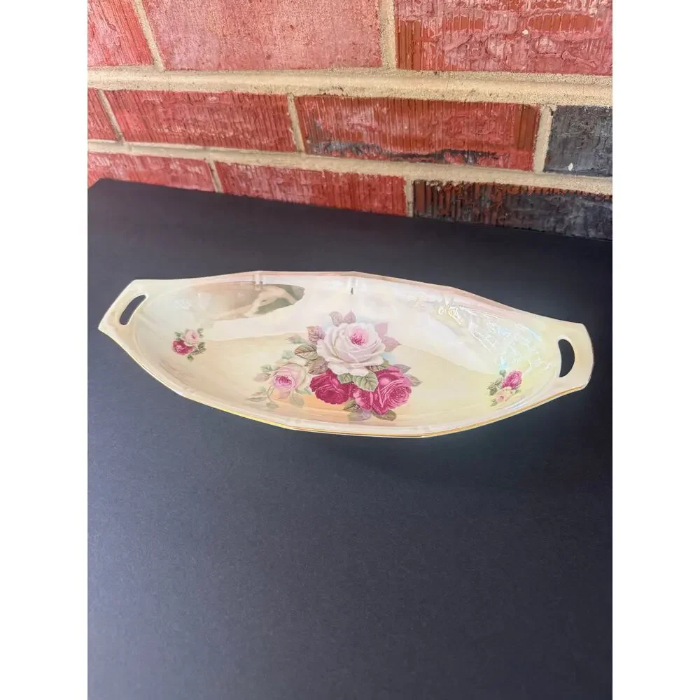 Antique E.S. Germany Prov Saxe Rose Porcelain Celery Relish Dish